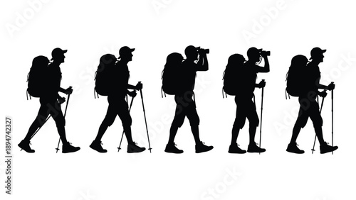 Hiker's journey through nature Vector
