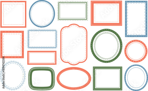 Assorted decorative frames and borders collection isolated on transparent background