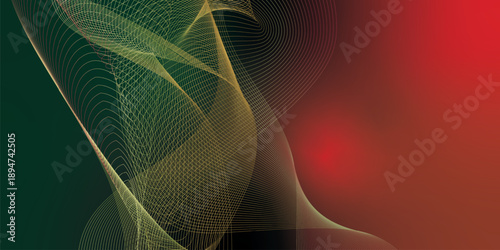 green and  red abstract shape grainy gradient background with black noisy texture for wide banner poster and header design