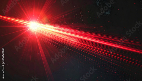 Red light streak abstract background with cinematic lens flare, motion blur and grunge texture.