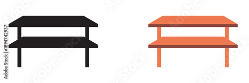 Minimal Wooden shelf icon. Simple wooden bench with natural wood grain, isolated on white background, suitable for furniture design, interior concepts, and product mockups.
