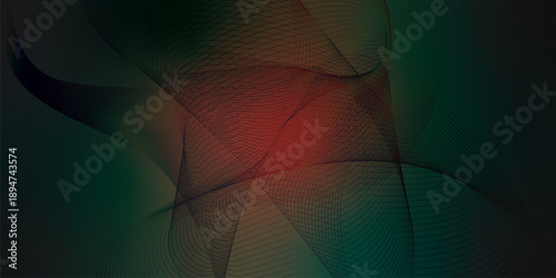 green and  red abstract shape grainy gradient background with black noisy texture for wide banner poster and header design