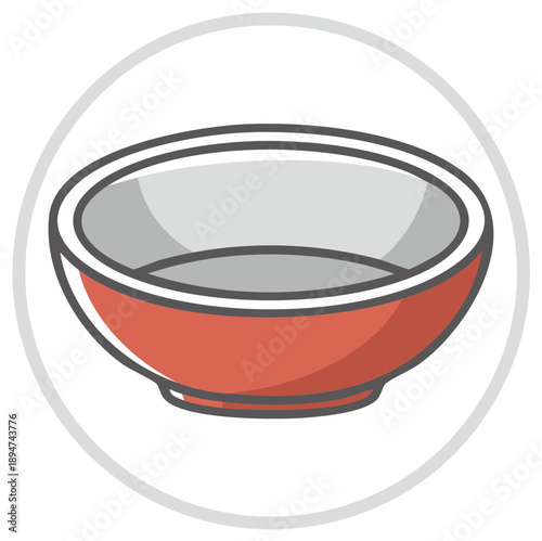 Simple red bowl illustration with a modern clean design