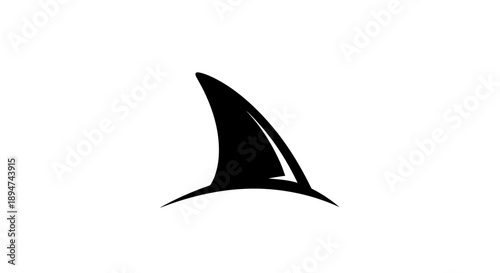 A simple black shark fin silhouette on a white background.