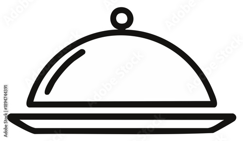 Simple Outline Drawing of a Cloche Covered Dish on a Plate