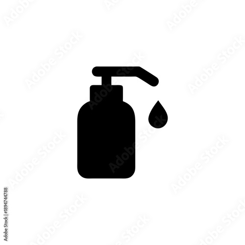 Hand sanitizer pump bottle pictogram for hygiene cleanliness and safety Vector illustration