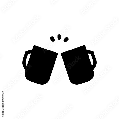 Clinking mugs icon symbolizing celebration friendship and cheerful toast Vector illustration
