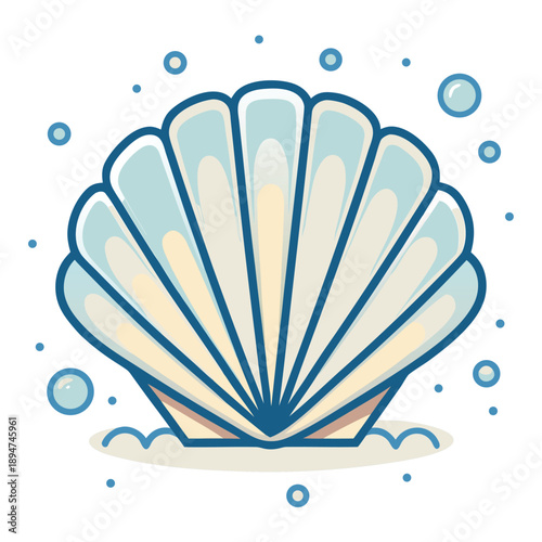 Bivalve Shell Flat Marine Icon,Minimal Clam Shell Seafood Icon