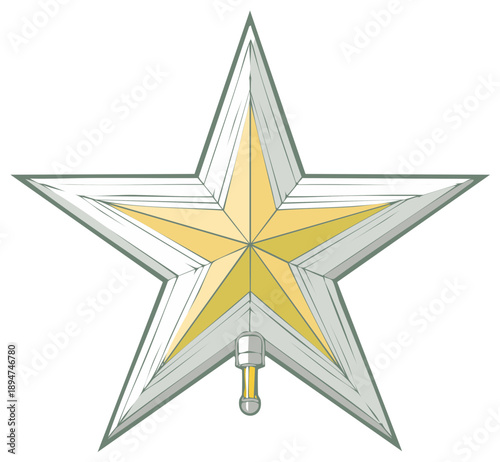 Shining gold and silver star Christmas tree topper decoration design