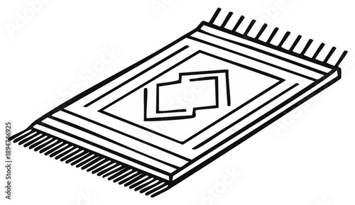 Geometric rug design illustration in black and white