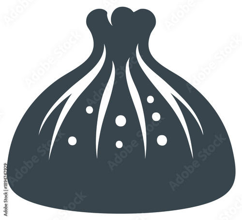 Isolated graphic of a traditional dumpling or filled dough food symbol.