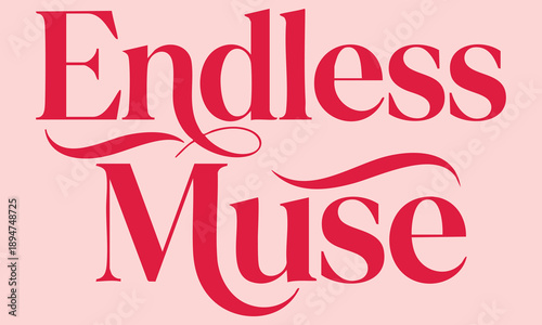 Endless muse logo with red text on pink background