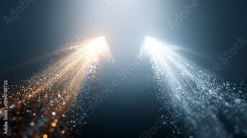Two opposing light streams (orange and blue) converging like split tests, symbolizing a b testing and conversion rate optimization on a dark background.