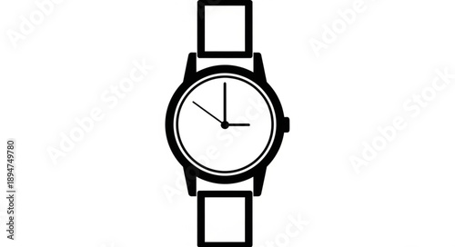 Minimalist Wristwatch with Black Band and White Face.