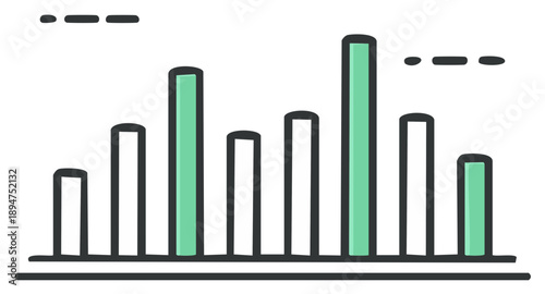 Doodle Illustration Showing Simple Bar Chart with Three Highlighted Columns