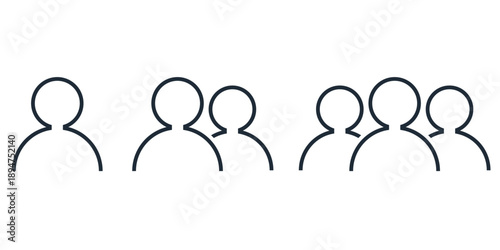 User avatar. Profile social group, team, teamwork symbol.Friends, partners, member. Vector linear icon illustration isolated on white background.