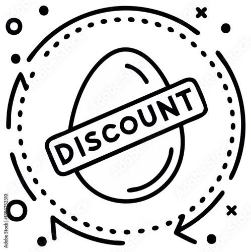 Discount Easter Egg Icon with Arrows, Circles, Crosses, Dot Decoration