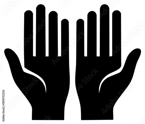 Simple black icon of two hands raised in prayer a gesture of supplication faith and worship