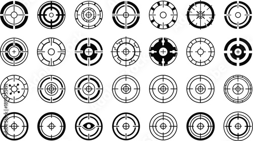Target Icon Set Vector Illustration on White Background, Isolated Transparent PNG and SVG