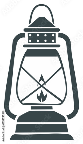 Classic kerosene lantern silhouette graphic symbol of old time lighting equipment