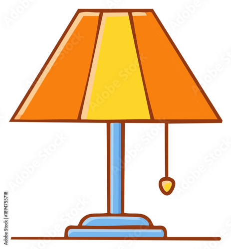 Cartoon Style Table Lamp with Orange and Yellow Lampshade Stands Gracefully