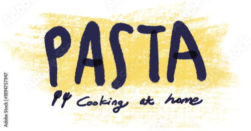 "PASTA" typography on yellow textured background