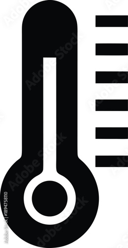 thermometer with temperature line silhouette vector illustration on transparent background