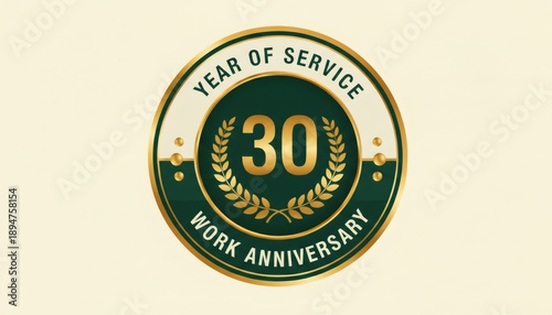 Elegant 30 year work anniversary emblem for corporate legacy and service recognition