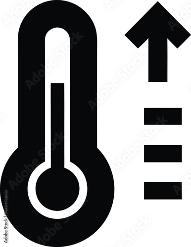 thermometer with temperature line silhouette vector illustration on transparent background