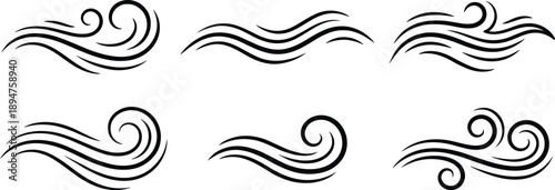 Black Ink Swirls And Curls Illustration A Versatile Graphic Icon Set, Transparent PNG Vector Art for Textures, Isolated on White Background
