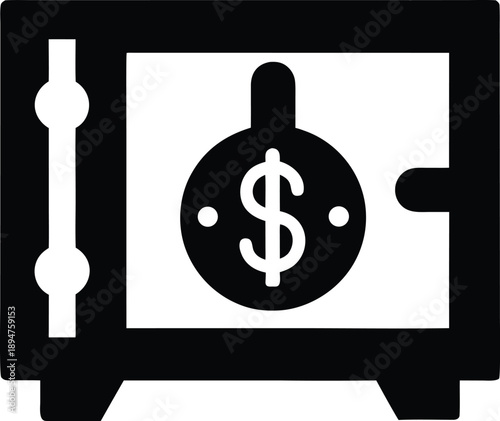 safe deposit box door silhouette vector illustration on transparent background