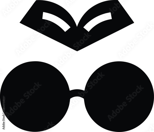 reading glasses round frame silhouette vector illustration on transparent background