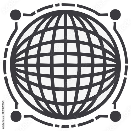 Global network connection technology icon with earth globe and data points worldwide