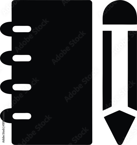 pencil and notebook set silhouette vector illustration on transparent background