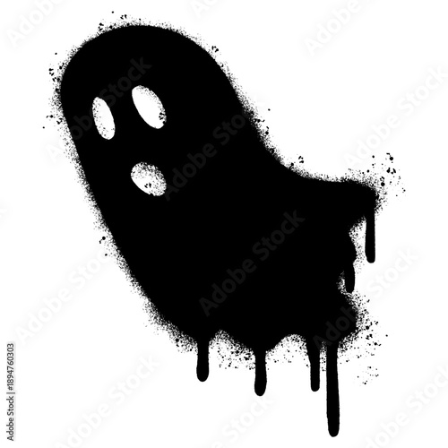 Graffiti Spray Paint Ghost Illustration with Drip Effect.
