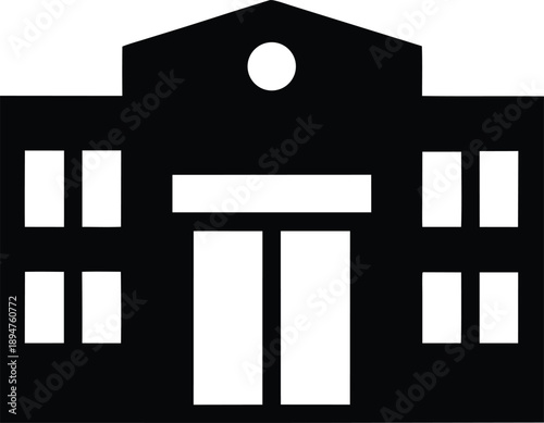 library building entrance silhouette vector illustration on transparent background