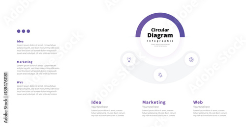 Modern minimalist, elegant,t clean, circular steps editable infographic design template vector
