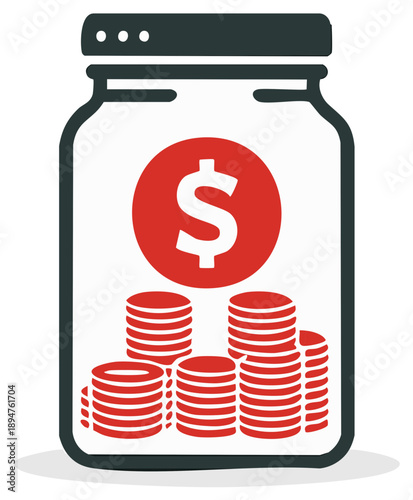 Savings Jar Illustration with Money Concept