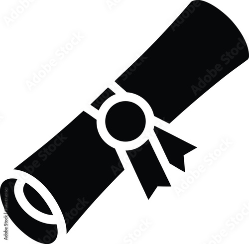 diploma certificate scroll silhouette vector illustration on transparent background