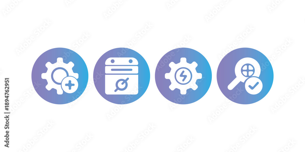 Naklejka premium Technical Settings and Verification Icon Set