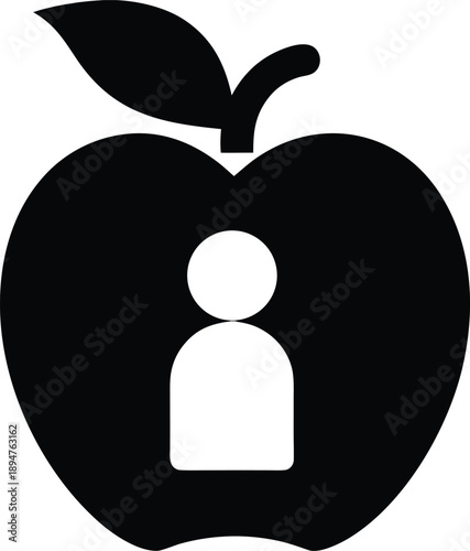 apple for teacher silhouette vector illustration on transparent background