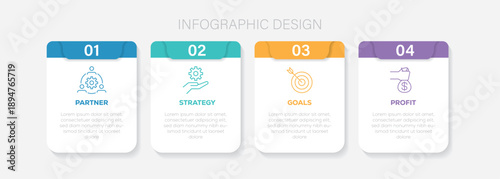 Modern business infographic design template web banner elements and number steps for professional presentation of information. 