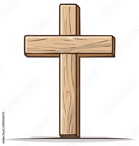 Simple Wooden Cross Symbol of Christianity and Faith Illustration
