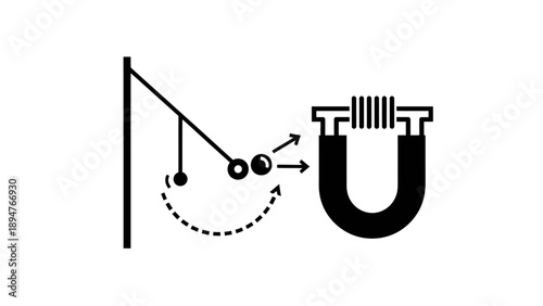 Newtons Cradle Demonstrating Physics Principles with Magnetism.