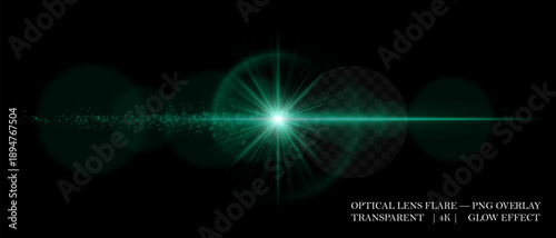 Bright lens flare with luminous halo, reflection circles, and soft glow. Perfect for overlays, light decorations, and digital highlights.