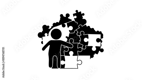 Person assembling puzzle pieces forming a map of Kosovo.