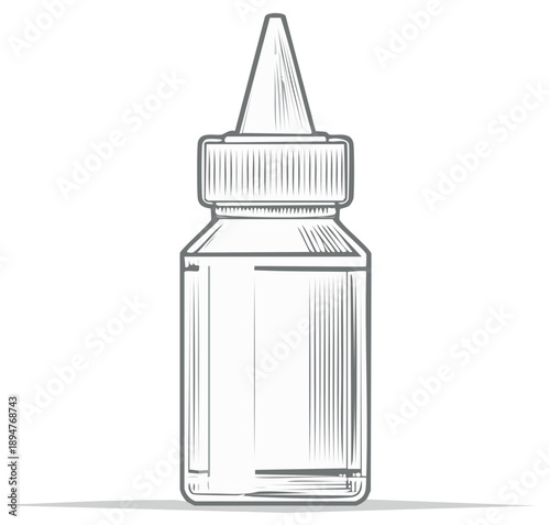 Medical eye drop bottle line art illustration, medicine and healthcare.
