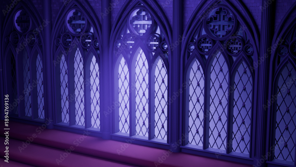 Naklejka premium 教会風背景 青・斜め（blenderで制作の3DCG）