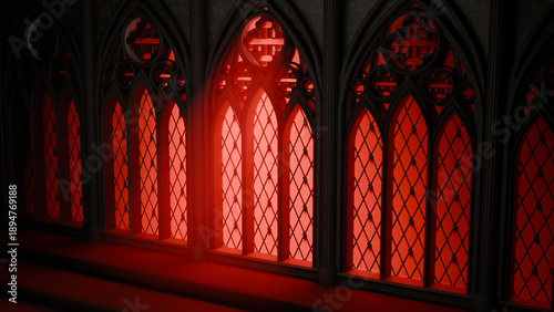 教会風背景　赤・斜め（blenderで制作の3DCG）