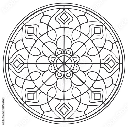 Circular mandala design with floral and geometric elements, vector illustration
